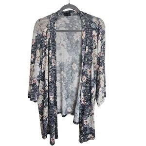 Torrid Cardigan Knit Cardigan Floral Cardigan Sweater Hacci 3X Gray Knit Sweater